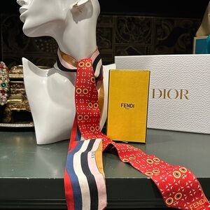 Fendi Multicolor Twilly Silk Scarf